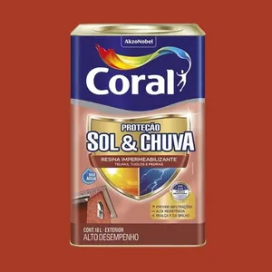 Resina Impermeabilizante Sol & Chuva 18L Coral Resina Impermeabilizante Sol & Chuva Vermelho Óxido 18L Coral