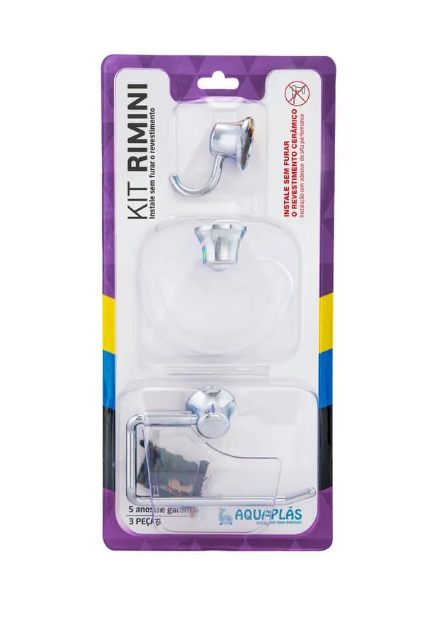 Kit Acessórios para Colar ABS Rimini com 3 peças Aquaplas Kit Acessórios para Colar ABS Rimini com 3 peças Cromado/Cristal