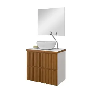 Gabinete para Banheiro Espelheira New MDF 60cm Astra Design Gabinete para Banheiro Espelheira New MDF Freijó e Branco 60cm