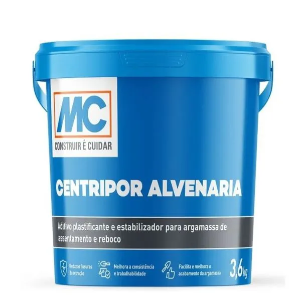 Aditivo Plastificante Argamassa Centripor Alvenaria Mc Bauchemie ADITIVO P/ ARGAMASSA PLAST CENTRIPOR ALV 3,6KG