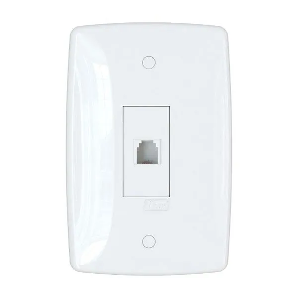 Conjunto para Telefone RJ11 4 Fios 4x2 Finesse Plus B.Lux Conjunto para Telefone RJ11 4 Fios 4x2 Branco Finesse+
