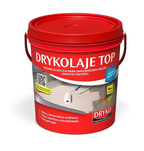 Manta Líquida Acrílica Impermeabilizante Drykolaje Branca Dryko Manta Líquida Acrílica Impermeabilizante Drykolaje Branca 4Kg Dryko