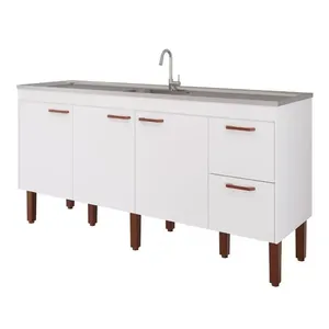 Gabinete para Cozinha Slim Branco 174x87x50cm MDF MGM Móveis Gabinete para Cozinha Slim 174x87x50cm MDF Branco