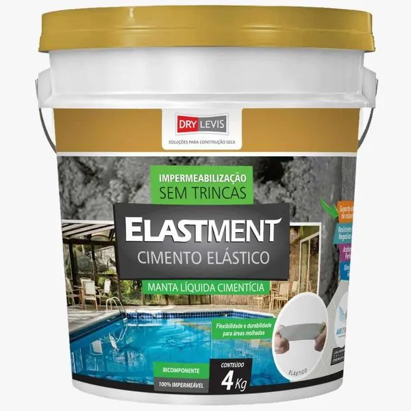 Manta Líquida Acrílica Cimentícia Elastment Cinza Drylevis Manta Liquida Acrílica Cimenticia Elastment Cz 4kg Reservatório