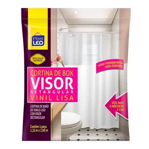 Cortina para Box Retangular Vinil com Visor 1,35x2m Plast-Leo Cortina para Box Vinil Visor Retangular 1,35x2m Branca