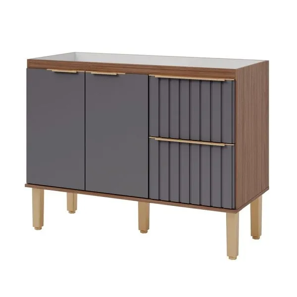 Gabinete para Cozinha Isis 114x88x51cm MDF Titanium/Freijó Desmontado MGM Móveis Gabinete para Cozinha Isis 114x88x51cm MDF Titanium/Freijó Desmontado