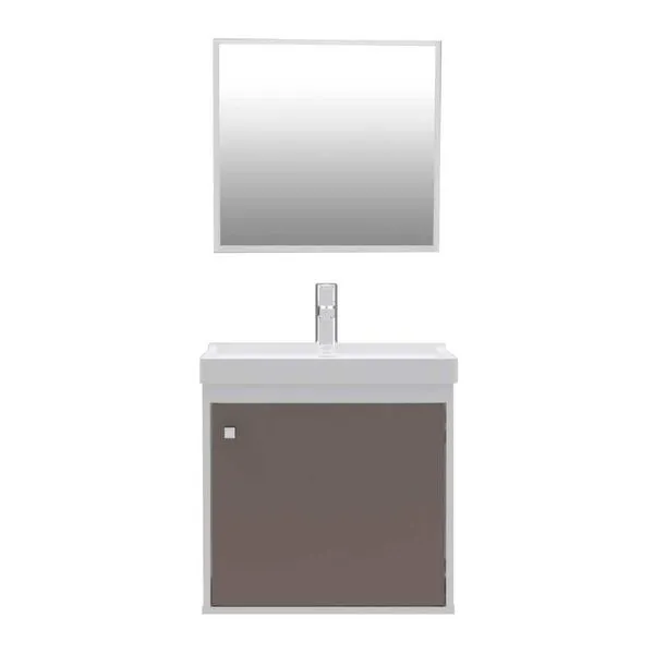 Kit Gabinete para Banheiro Canis 40cm Desmontado Cerocha Kit Gabinete para Banheiro Canis Branco/Gianduia 40cm Desmontado