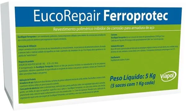 Primer Protetivo para Armaduras Eucorepair Ferroprotec Viapol Primer Armaduras Eucorep Ferroprotec 5kg Viapol Lajes e Telhados