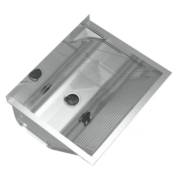 Tanque com Válvula e Suporte 32 Litros Aço Inox Brilhante Ghel Plus Tanque com Válvula e Suporte de Fixação Aço Inox 60,8X50,6cm 48L