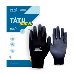 Luva de Segurança Tátil Preto Volk Luva de Segurança Tátil Black Tricotada Preta Tamanho P CA30916