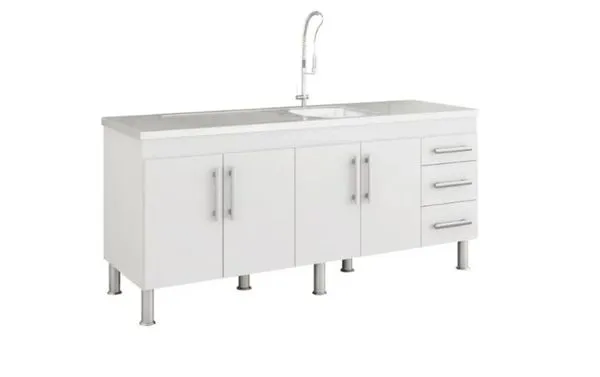 Gabinete para Cozinha Flex 174x80x52cm MDF MGM Móveis Gabinete para Cozinha Flex 174x80x52cm MDF Branco