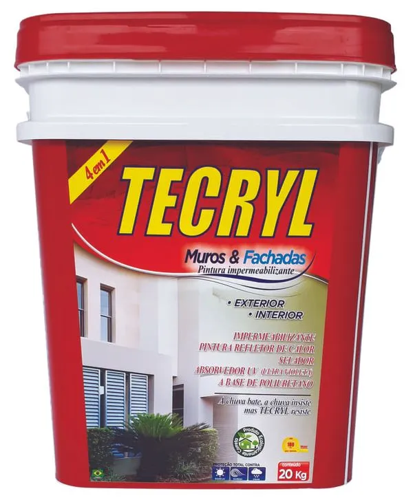 Tinta Impermeabilizante Fosco Muros & Fachadas 20Kg Tecryl Tinta Impermeabilizante Fosco Muros & Fachadas Concreto 20Kg Tecryl