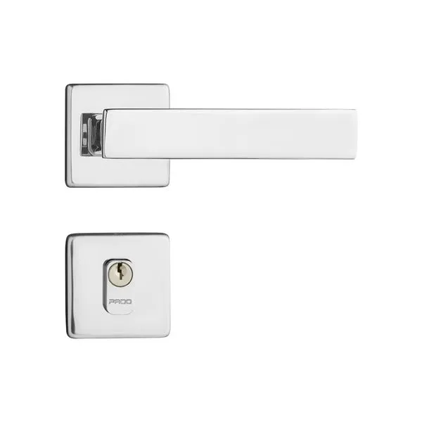 Fechadura Externa Roseta Quadrada Quadra 701-90 55mm Cromado Pado Fechadura Externa Roseta Quadrada Quadra 701-90 55mm Cromado
