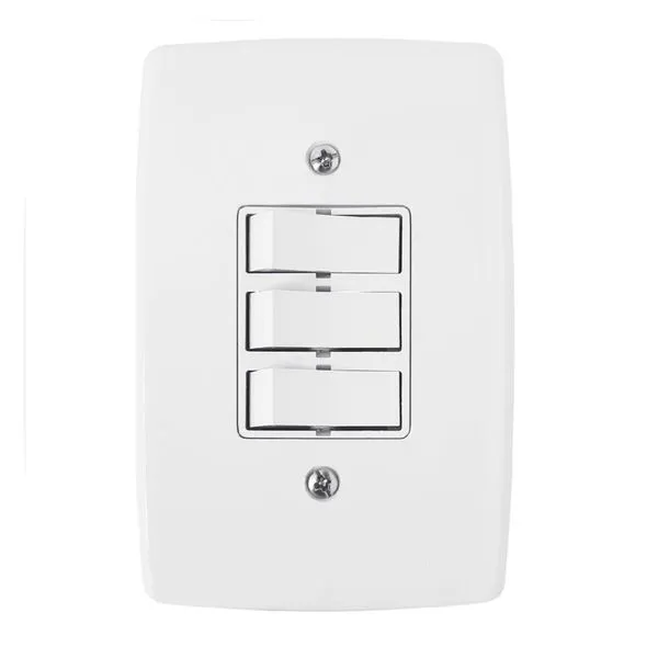 Conjunto 3 Interruptores Paralelos 4x2 Finesse B.Lux Conjunto 3 Interruptores Paralelos 6A/250V 4x2 Branco Finesse