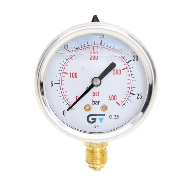 Manômetro 63mm 0-25 bar / 0-400 psi com Caixa Inox 1/4" Genebre