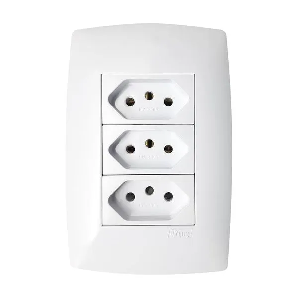 Conjunto 3 Tomadas 2P+T 10A 4x2 Home B.Lux Conjunto 3 Tomadas 2P+T 10A/250V 4x2 Branco Home