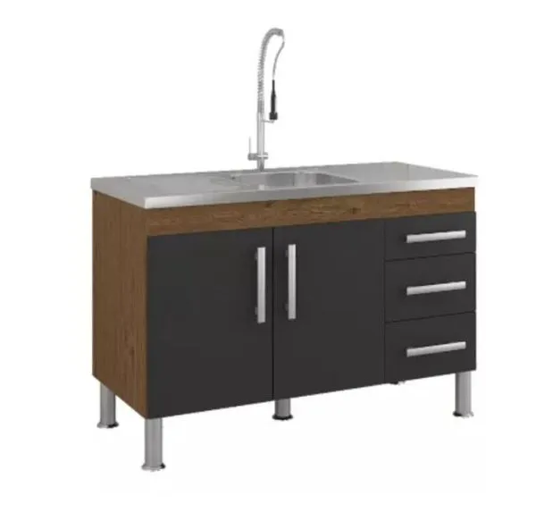 Gabinete para Cozinha Flex 94x80x52cm MDF MGM Móveis Gabinete para Cozinha Flex 94x80x52cm MDF Amêndoa/Titanium