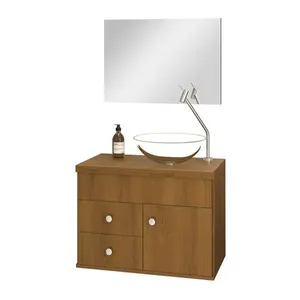 Kit Gabinete para Banheiro Luna 61cm Astral Design Kit Gabinete para Banheiro Luna Freijó 61cm