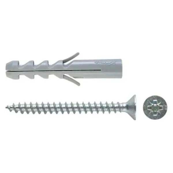 Bucha Nylon sem Anel com Parafuso Cabeça Chata Fischer Bucha Nylon sem Anel com Parafuso Cabeca Chata 6x30mm 100 peças
