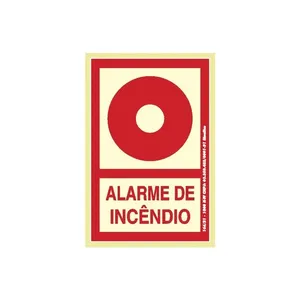 Placa Alarme Incêndio 13,5x20cm em PVC Fotoluminescente