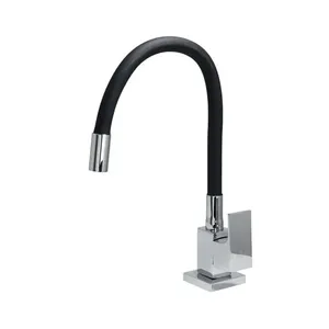 Torneira para Cozinha Mesa Bica Média Preto Gourmet Flexível Torneira para Cozinha Mesa 1/4V Bica Média Preto/Cromado Flexível