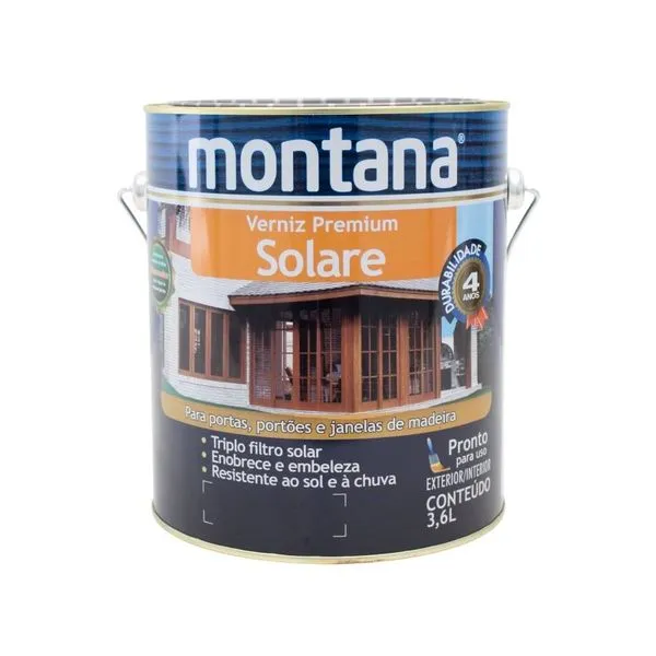 Verniz Premium Sintético Brilhante Solare Imbuia Montana Verniz Premium Sintético Brilhante Solare Imbuia 3,6L Montana