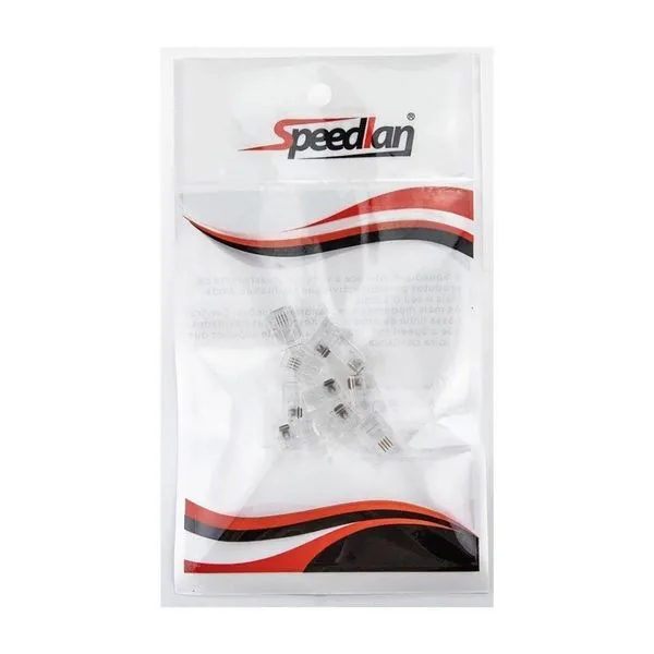 Conector RJ11 6PAC com 10 peças Dualcomp Conector RJ11 6P4C com 10 Peças