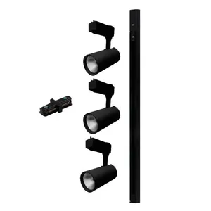 Kit Trilho Preto com 3 Spots LED 7W Kian Kit Trilho Preto com 3 Spots LED 7W 490 Lúmens Luz Amarela