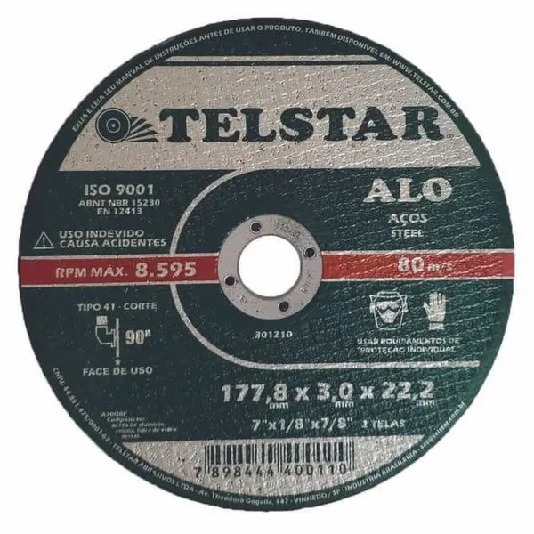 Disco de Corte para Aço 2 Telas ALO Telstar Disco de Corte para Aço 7" 177,8x3,0x22,2mm 2 Telas ALO Telstar