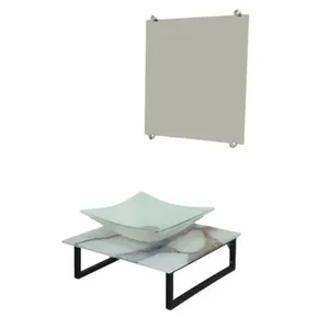 Kit Banheiro Vidro Cuba Bancada e Espelho S40 40cm Vmex Kit Banheiro Vidro Cuba Bancada e Espelho S40 Calacata Branco 40cm