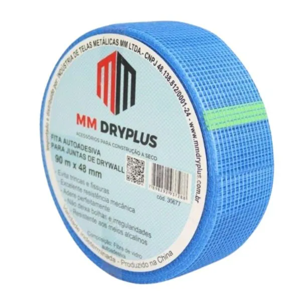 Fita Telada para Drywall Fibra de Vidro Azul 48mm 90m MM Dryplus Fita Telada Fibra de Vidro para Drywall Azul 48mm 90m MM Dryplus