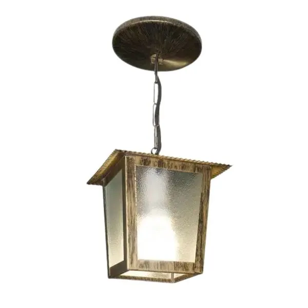 Pendente L2C Colonial Quadrado em Aço para 1 Lâmpada E27 Ideal Pendente L-2-C Colonial Quadrado em Aço Ouro Velho para 1 Lâmpada E27