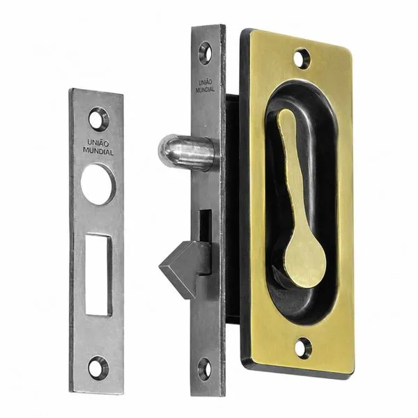 Fecho Concha para Portas e Janelas de Correr 105,5mm União Mundial Fecho Concha para Portas e Janelas de Correr Aço Latonado Oxidado