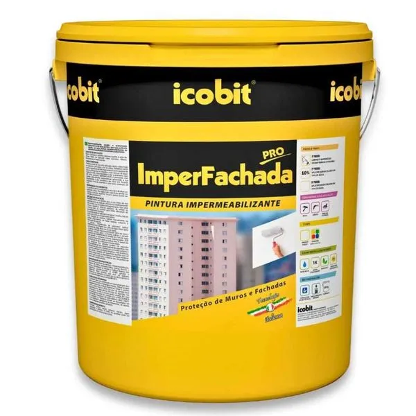 Impermeabilizante Acrílico Elastomérico Imper Fachada 20Kg Icobit IMPERMEABILIZANTE ACR IMPER FACH BR 20KG PARED EXT E FACHAD