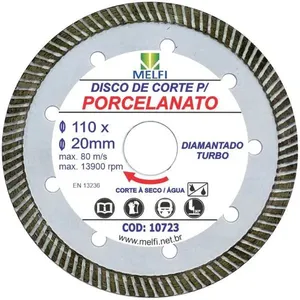 Disco Diamantado Turbo para Porcelanato Melfi Disco Diamantado Turbo p/Porcelanato 4.3/8" 110x20x10mm Melfi