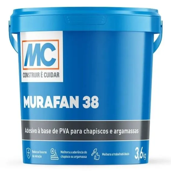 Adesivo PVA Chapisco Murafan 38 Mc Bauchemie ADITIVO P/ ARGAMASSA PVA E P/CHAPISCO MURAFAN 38 3,6KG