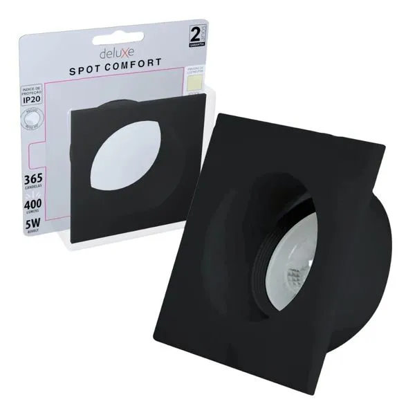 Spot LED de Embutir Comfort Quadrado Preto 5W Bivolt Avant Spot de LED Comfort Embutir Quadrado Preto 5W 400 Lúmens Luz Neutra