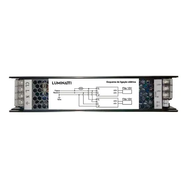 Driver para Fita Led LM1359 Entrada 12V Saída 220V Luminatti Driver para Fita Led 150W 12V 12,5 Amperes 220V