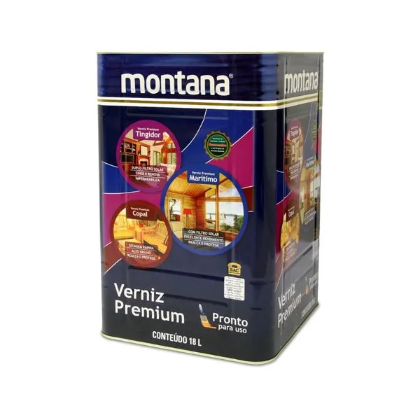 Verniz Premium Sintético Brilhante Tingidor Mogno Montana Verniz Premium Sintético Brilhante Tingidor Mogno 18L Montana
