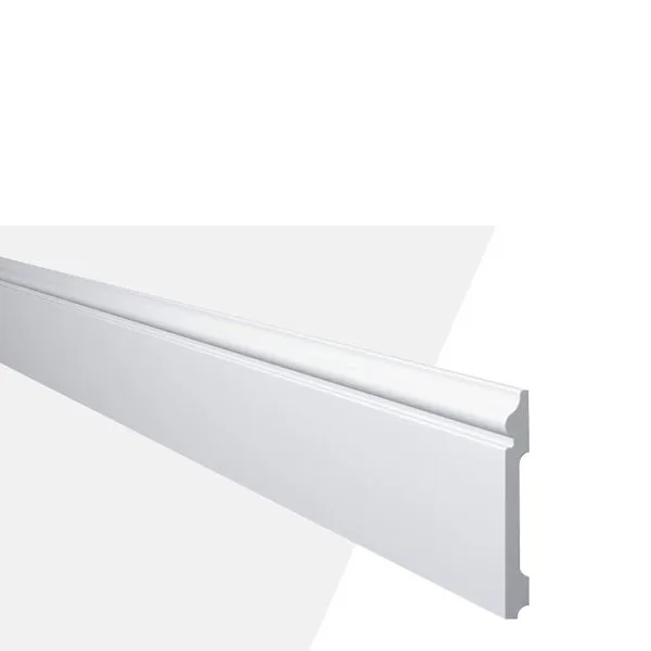 Rodapé Poliestireno Frisado FL2 Gart Rodapé Poliestireno FL2 Branco Frisado 12x2,0x244cm