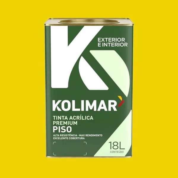 Tinta Premium Acrílica Fosco Piso 18L Kolimar Tinta Premium Acrílica Fosco Piso Amarelo Demarcação 18L Kolimar