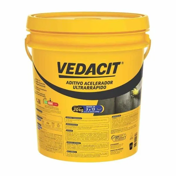 Aditivo Acelerador de Pega Ultrarrápido Incolor Vedacit ADITIVO ACEL PEGA ULTRARRAPIDO INC 20KG FUND E ALICERCE