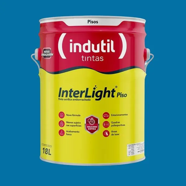 Tinta Premium Acrílica Fosco Interlight Piso Demarcação 18L Indutil Tinta Premium Acrílica Fosco Interlight Piso Demar Azul Segurança 18L