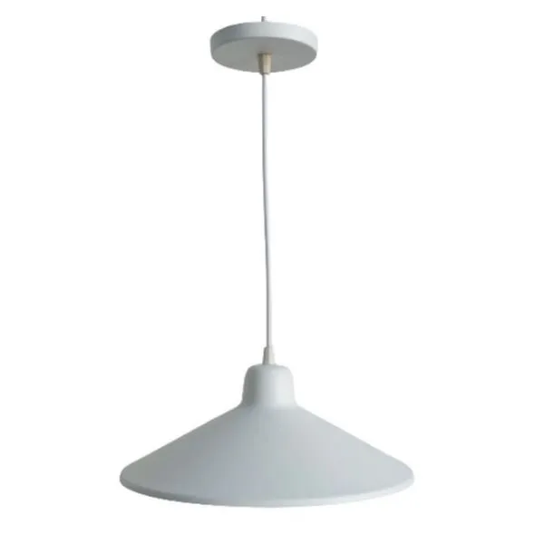 Pendente Chapéu Chinês em Alumínio para 1 Lâmpada E27 Art Line Pendente Chapéu Chinês em Alumínio Branco para 1 Lâmpada E27