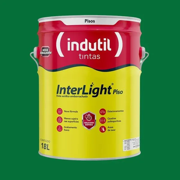 Tinta Premium Acrílica Fosco Interlight Piso Demarcação 18L Indutil Tinta Premium Acrílica Fosco Interlight Piso Demarcação Verde 18L