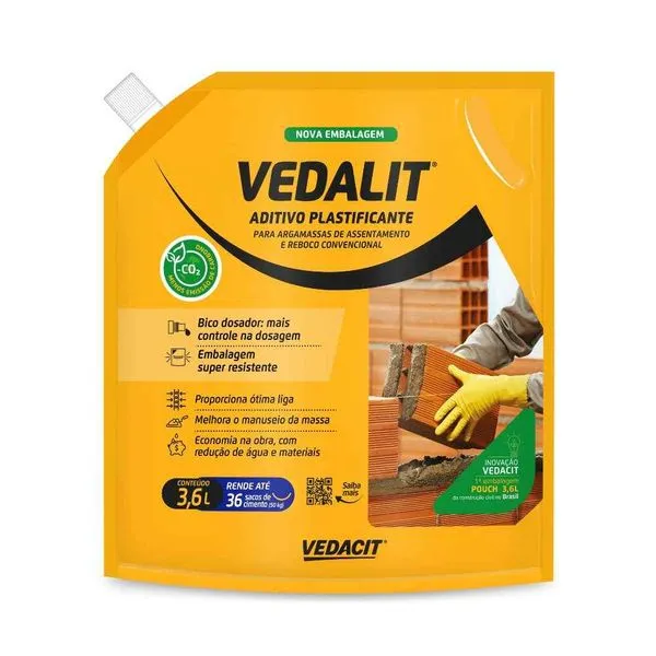 Aditivo Plastificante Para Argamassa Vedalit Aditivo Plastificante Para Argamassa 3,6l Vedalit