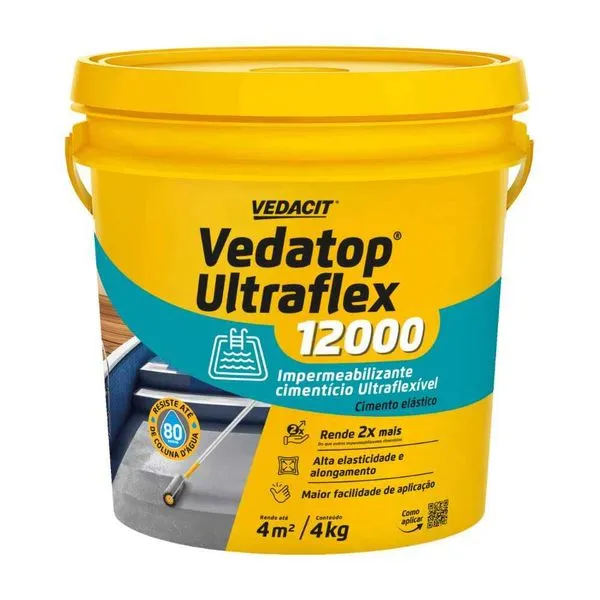 Vedatop Ultraflex 12000 Impermeabilizante Cimento Elástico 4kg Vedatop Ultraflex 12000 Impermeabilizante Cimento Elastico 4Kg