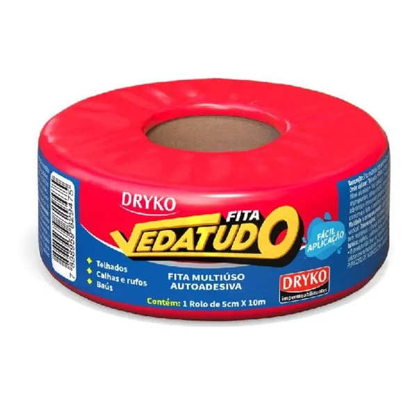 Fita Asfáltica Vedatudo Cinza 10m Dryko Fita Asfáltica Vedatudo Cinza 5cm 10m Dryko