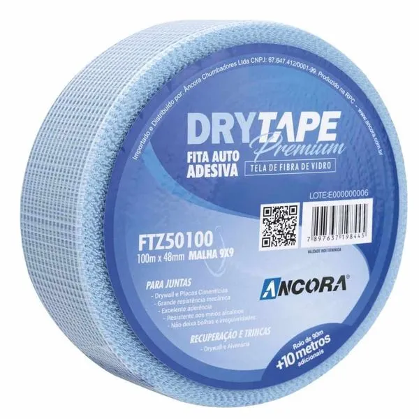 Fita Telada para Drywall Fibra de Vidro Premium Azul 48mm 100m Âncora Fita Telada Fibra de Vidro para Drywall Premium Azul 48mm 100m Âncora