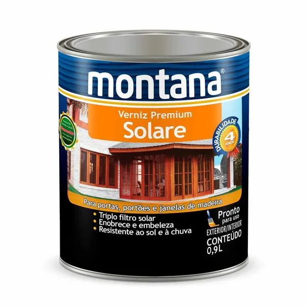 Verniz Premium Sintético Acetinado Solare Mogno Montana Verniz Premium Sintético Acetinado Solare Mogno 0,9L Montana
